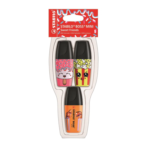Stabilo Boss Mini Sweet Friends 3Pc ( Yellow,Pink,Orange) 07/03-58