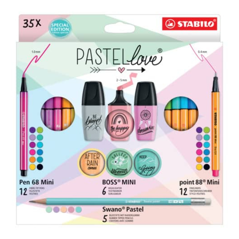 Stabilo Pastel Love Mini Pen 68/Point 88/Boss/Swano Pencil 35 Pcs/Set