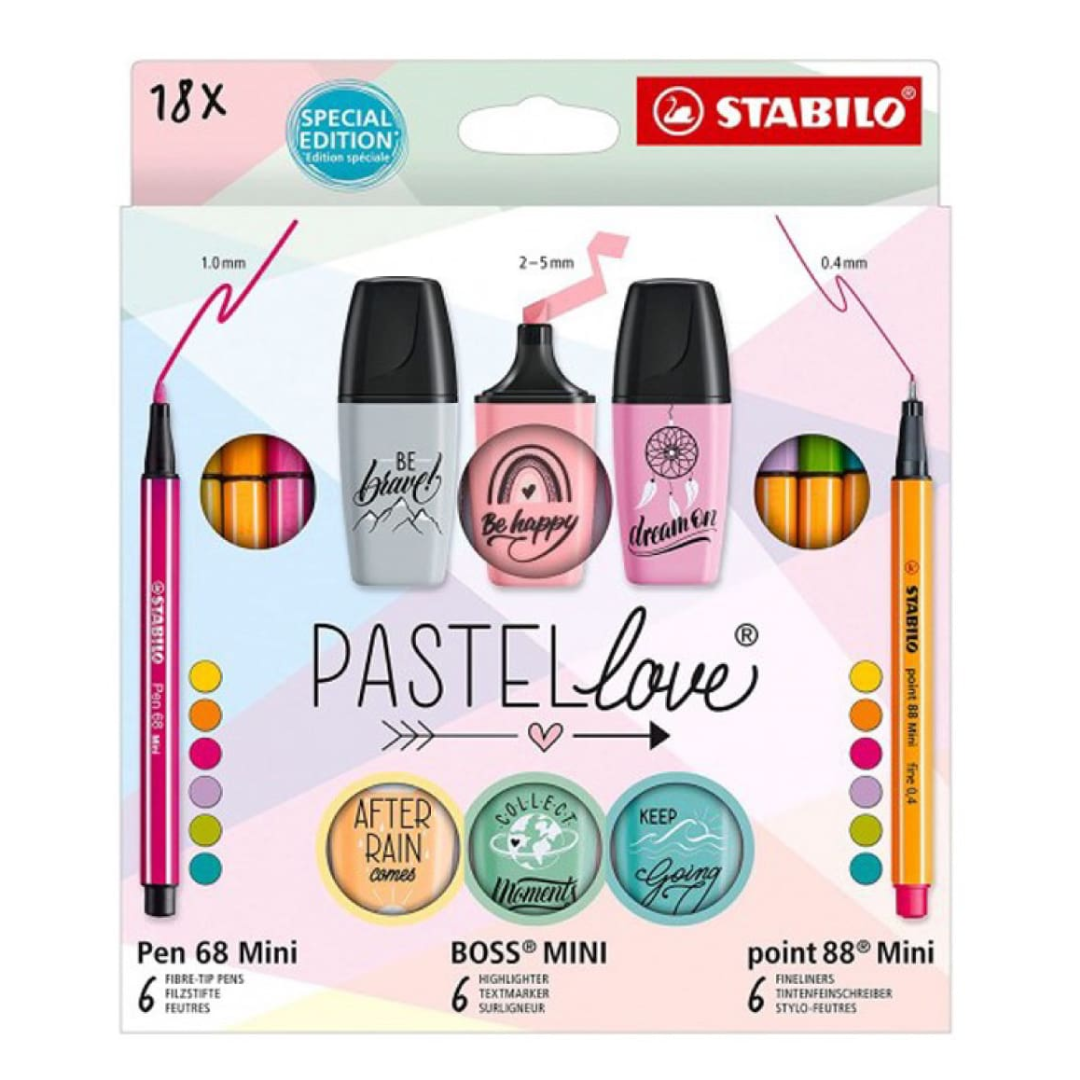 Stabilo Pastel Love Mini Pen 68/Point 88/Boss 18 Pcs/Set