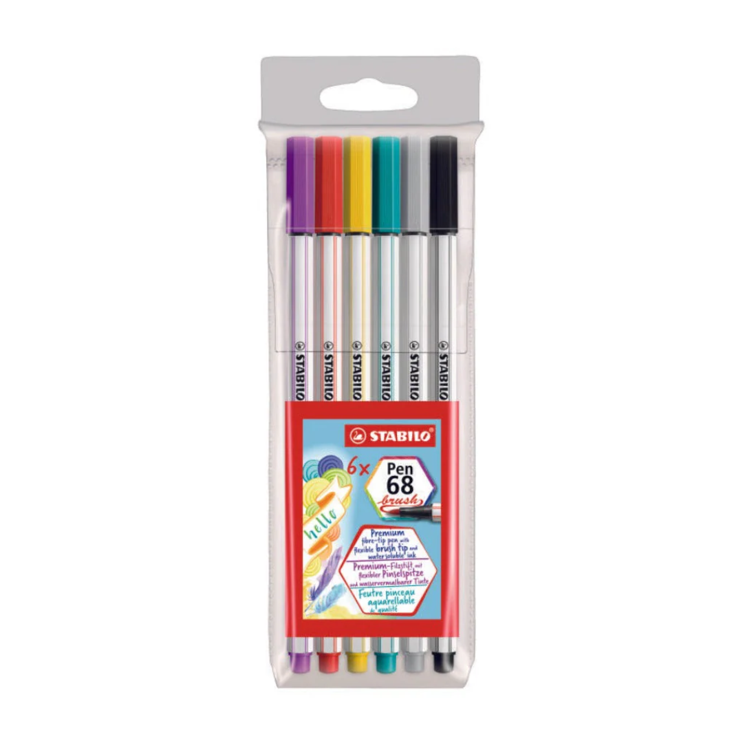 Stabilo Bruch Pen 68 Set Of 6 Assorted Colors