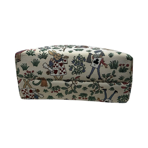 Alice in Wonderland Tapestry Large College Tote Shoulder Grab Bag Cream - COLL-ALICE
