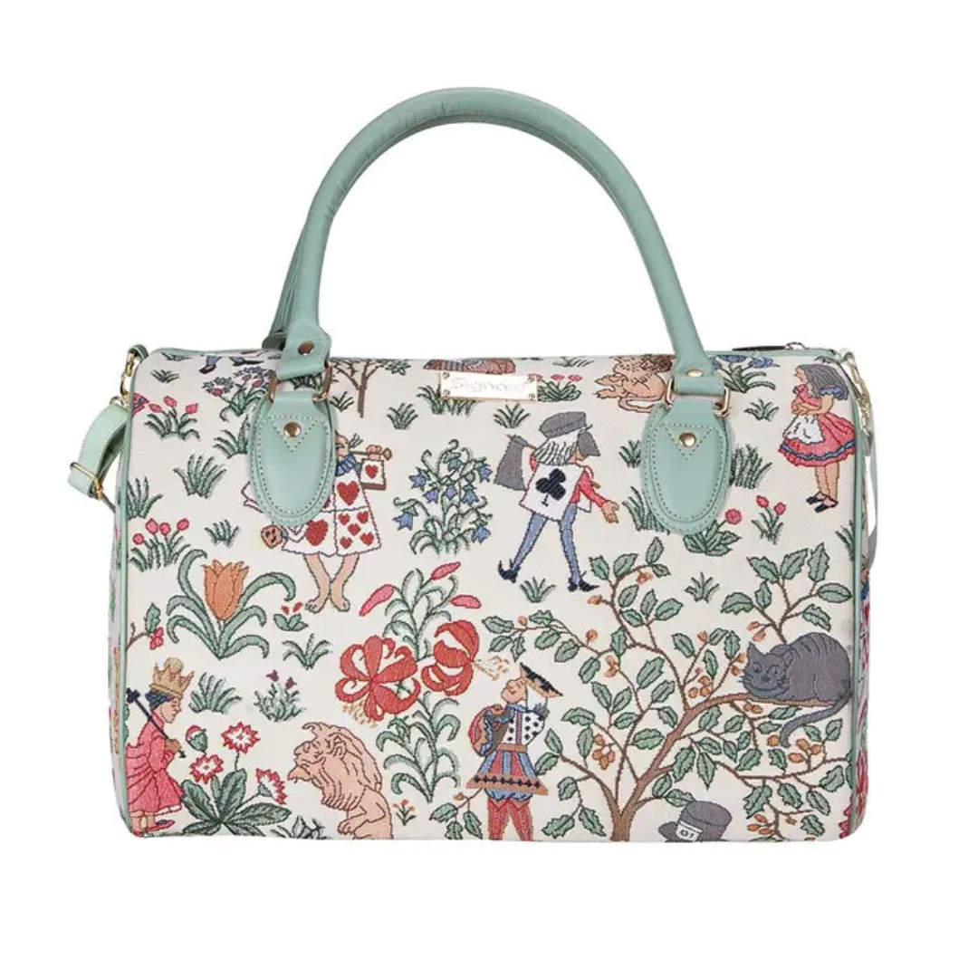 Ladies Tapestry Travel Holdall Weekend Bag Handbag - Alice in Wonderland - TRAV-ALICE