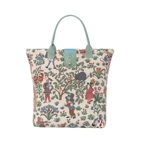 Alice in Wonderland Tapestry Foldable Tote Shopping Shopper Bag Cream - FOLD-ALICE