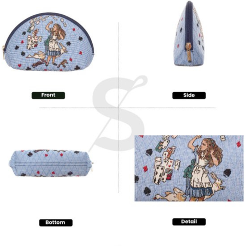 Alice In Wonderland Cosmetic Bag Make Up Organiser Blue Ladies - COSM-AIW-CARD