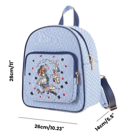 Alice In Wonderland Nothing But Cards Blue Tapestry Daypack Backpack Bag - DAPK-AIW-CARD
