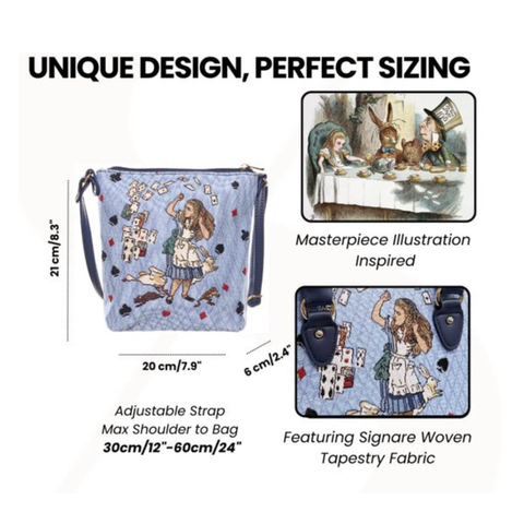 Alice In Wonderland Bag Sling Crossbody Handbag Travel Ladies - SLING-AIW-CARD