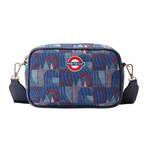 Camera crossbody bag in London underground Piccadily moquettes with 'Mind the Gap' - CAMERA-TFL-PICCA-GAP