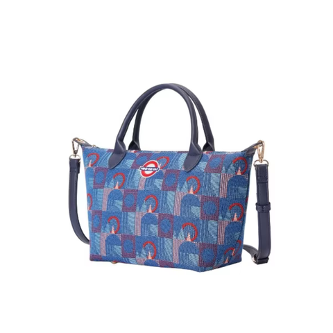 Top handle Grab Handbag in London underground Piccadily moquettes with “Mind the Gap” emblem - GRAB-TFL-PICCA-GAP