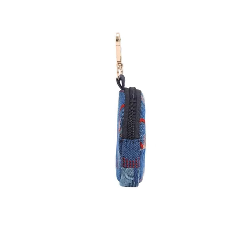 Round coin purse London Underground Piccadilly moquette with “Mind the Gap” emblem - BUBBLE-TFL-PICCA-GAP