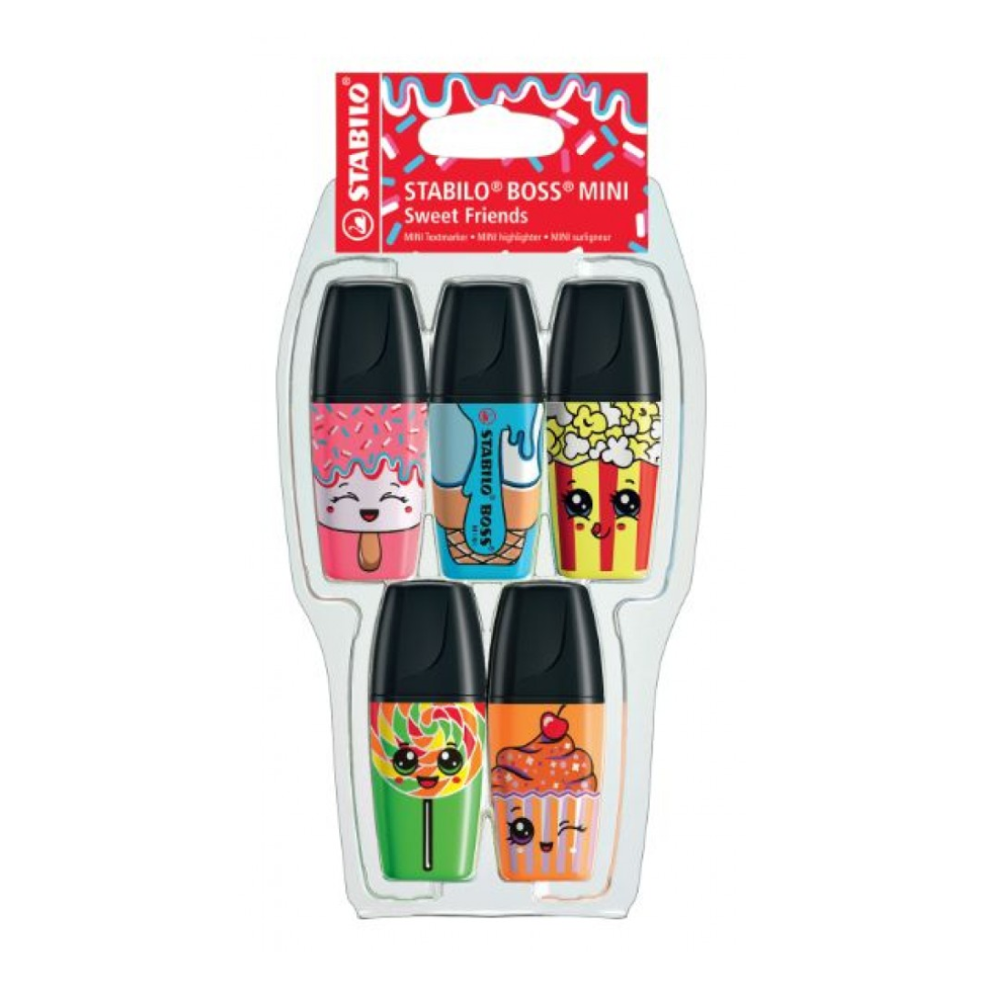 Stabilo Boss Mini Sweet Friends 5 Pc Yellow, Green,Orange,Blue,Pink 07/05-28