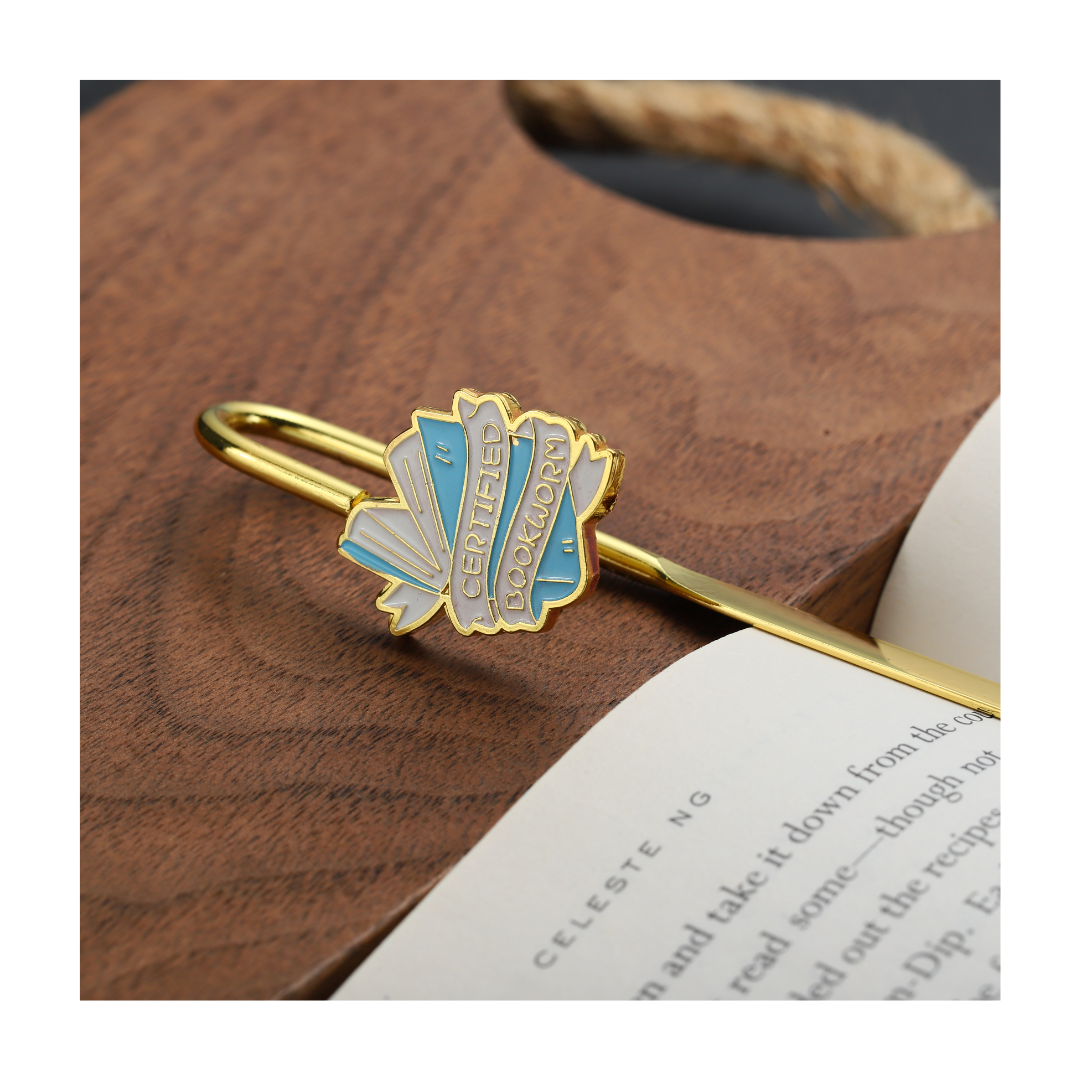 Certified Bookworm Golden Metal Bookmark