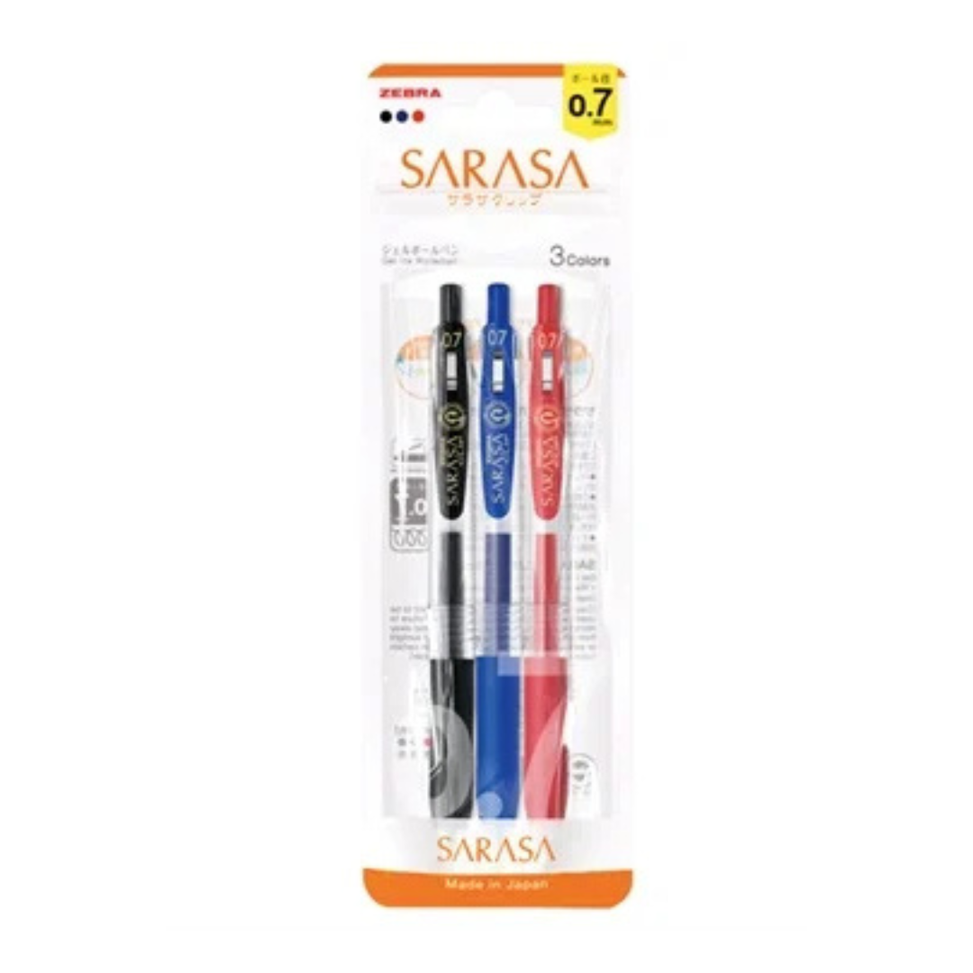 طقم اقلام ساراسا كليب 0.7  كرت 3 لون زيبرا - JJB15-3C-N