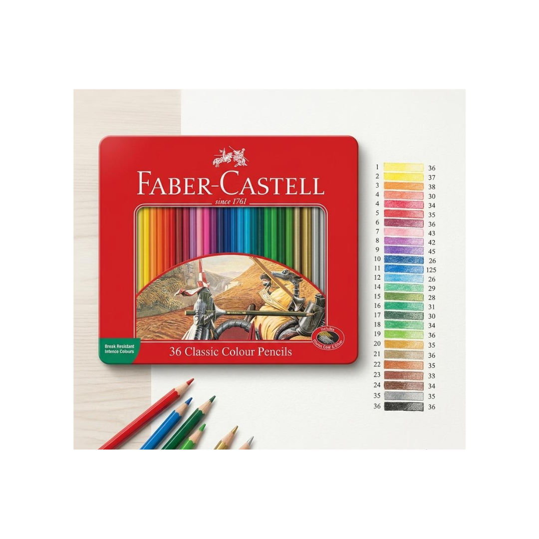 Faber- Castell Classic Color Pencil Flat Tin 36 Color